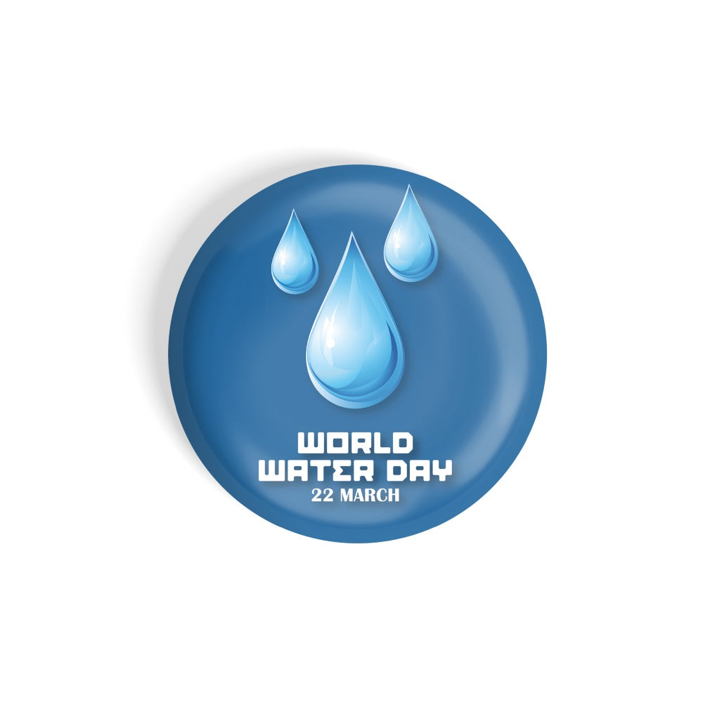 dhcrafts Round Fridge Magnet Blue World Water Day Glossy Finish Design Pack of 1 (75 mm)